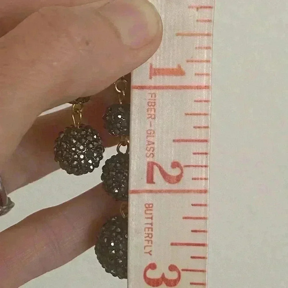 Fluer De Lis Womens Black Crystal Dangle Costume Earrings - Picture 8 of 8